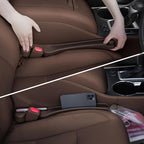 Car Seat Gap Filler 2 Pack Soft Foam Multifunctional Seat Side Gap Filler with Organizer & Hook Function, 3in1 Gap Stopper Universal Fit Car SUV Truck Fill The Gap Between Seat & Console (Espr Brown)
