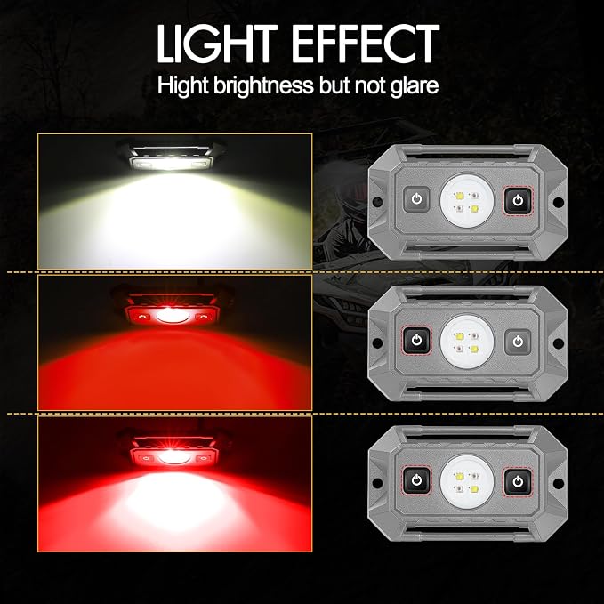 UTV Interior Dome Lights 12V Wired, LED Dome Lights Universal Roll Bar Mount Led Light Utility Roll Cage Light for UTV ATV RZR Can-Am Truck Golf Cart SXS Cab - White/Red 2 Pack