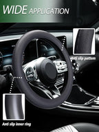 Car Steering Wheel Cover, Non-Slip Silicone Material, Multiple Color Choices, Universal Auto Parts Steering Wheel Cover, Suitable for Most Cars (Grey)