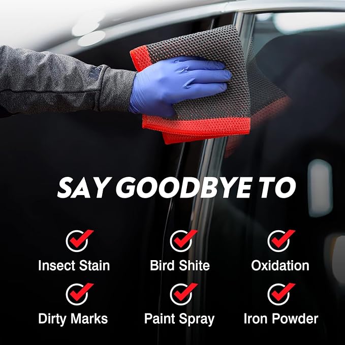 Clay Decontamination Towel - Professional Detail Products - Proven Cleaning & Release of Paint Contaminants; Increase Wax & Sealant Bond; Enhance Paint Gloss & Color; Fine Grade (12x12inches)