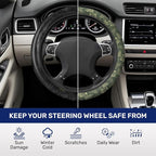 Dark Cottagecore Botanical Steering Wheel Cover, Non-Slip Polyester Wheel Grip, Universal 15 Inch Car Accessory