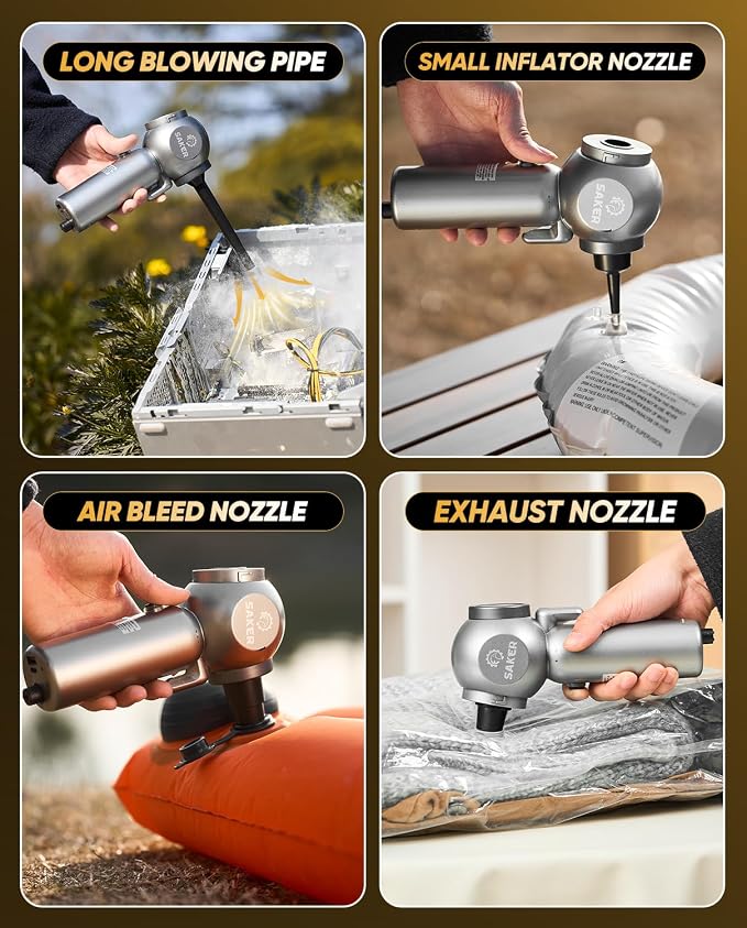 Car Vacuum Portable 6-in-1 Handheld Cordless Vacuums, 20000PA Suction, 7800mAh Blower, Window Breaker, Seatbelt Cutter for Car, Home & Office Cleaning SW102 Silver
