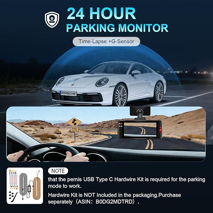 PERNIS 4K Dash Cam Front and Rear, STARVIS Sensor, Free Card Included, 2.4GHz WiFi Dual Dash Camera for Cars, Built-in GPS, Night Vision, G-Sensor, Emergency Lock, 3.16'' IPS, Parking Mode(DS315)