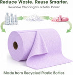 Microfiber Cleaning Cloth Roll - 100 Pack Tear Away Microfiber Paper Towels, Reusable, Washable, Scratch-Free, Kitchen Towels for Car, Home, Kitchen, Glass, Dishes (Light Purple)
