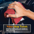 Red Shop Towels 100 Pack, Reusable Microfiber Cleaning Cloth Bulk, Multipurpose Microfiber Towels for Cars, House and Kitchen, Highly Absorbent Cleaning Rags 11.5 x 11.5 inch