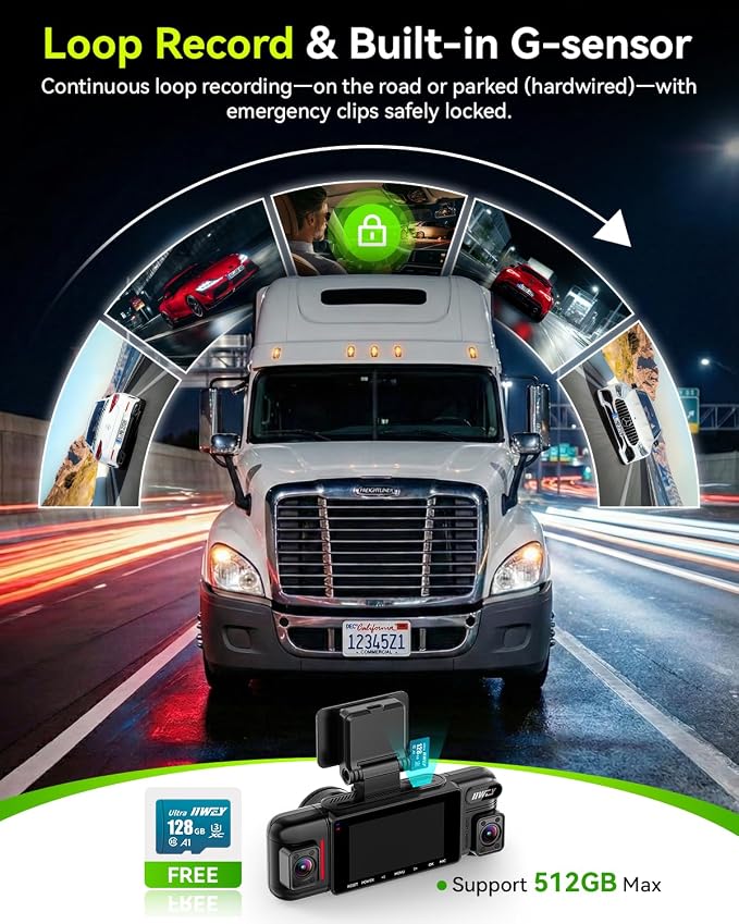 N6 PRO STARVIS 2 4K 4-Channel Dash Cam, 360° All-Around View (4K+1080Px3), Front Rear and Dual Inside Car Camera, 5GHz WiFi, GPS, 8-IR Lamps Night Vision, Free 128GB Card, 24/7 Parking Mode