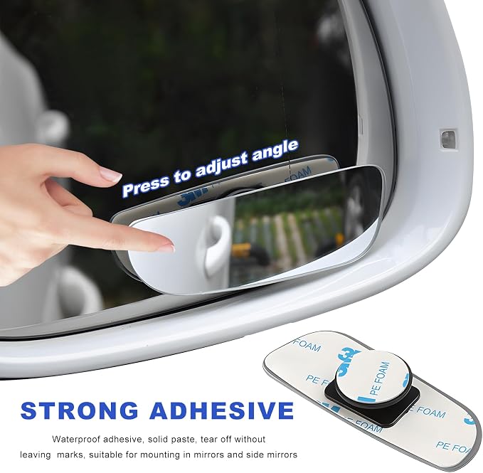 2 PCS Blind Spot Mirror, Adjustable Wide Angle Convex Side Rearview Mirrors, Long Frameless Rectangular HD Glass Rear View Mirror for Sedans SUVs Trucks, Car Accessories (Frameless Rectangle)