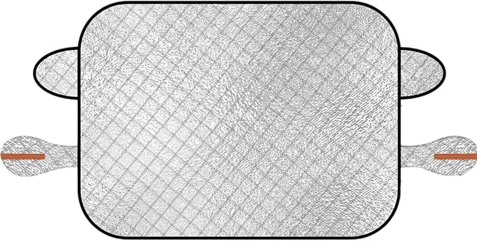 Exterior Car Sun Shade for Windshield & Mirrors, Multi-Layer Reflective Heat Shield, Blocks Sun & Snow, Keeps Interior Cooler, Anti-Theft Door Flap, All Season for SUV Sedan Truck（57"x42"）