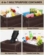 Car Trash Can with Lid, Leakproof Car Trash Bag Hanging Waterproof Automotive Garbage Can with Storage Pockets Mini Vehicle Trash Bin for Back/Front Seat(Brown,3 Gallon)