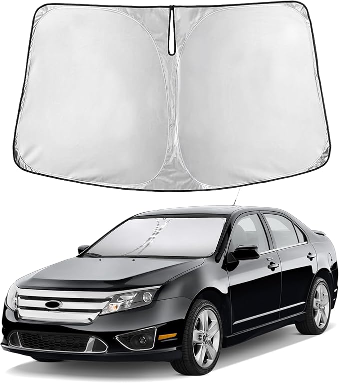 Windshield Sunshade Compatible for Ford Fusion 2006-2010 2011 2012, Sun Visor for Front Windshield & Window Sun Shade Cover, UV Heat Blocker & Protector, Car Accessories