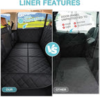 Truck Hard Bottom Car Seat Cover for Dogs | Mesh Window & 2 Safety Belts | 100% Waterproof Sturdy Back Seat Extender with Door Protectors |Non-Slip,Scratchproof Pet Car Rear Seat Protector Fit Pickup