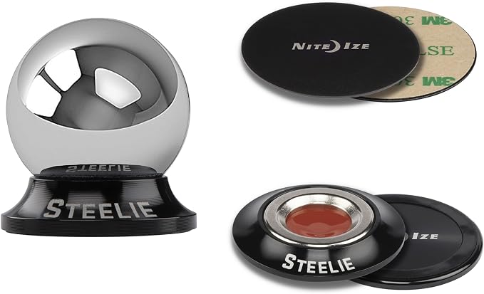 Steelie Orbiter Dash Kit - Metal Plate Attaches to Exterior of Charger - Dashboard System with Magnetic Socket, Dash Mount & Metal Plate - Orbiter
