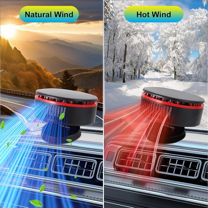 12V Car Heater,Portable Heater for Car,Car Heater Defroster Windshield Defogger Automobile Windscreen Heater Plug in Cigarette Lighter 360 Degree Rotary for 12V Car (Red&Black)