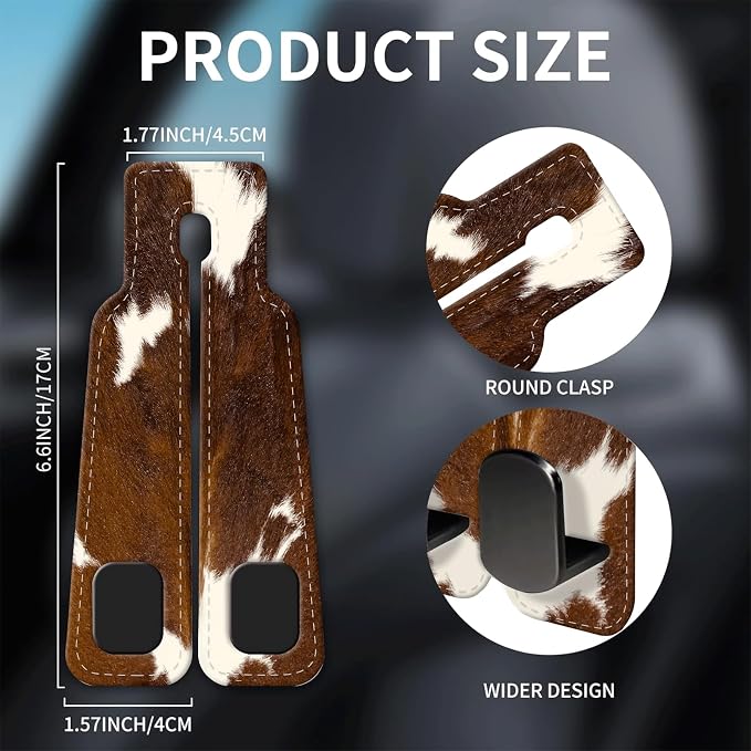 Car Seat Headrest Hook, Universal Leather Cute Hanger Holder Hook, Storage Organizer Interior Accessories for Purse Bags Handbag Funny Brown Cowhide