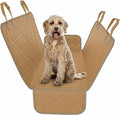 Beige XL Dog Car Hammock Back Seat Cover, Waterproof Backseat Cover Protector for Truck Bench Rear of Sedans or SUVs, Essential Pet Supplies Vacuum or Wipe Clean, Machine Washable