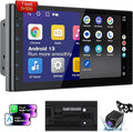 7 Inch Double Din Car Stereo with Wireless Apple CarPlay & Android Auto, 2+32G Android 13 Car Radio, Bluetooth, GPS Navigation, FM AM RDS, IPS Touchscreen, Backup Camera Ready