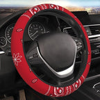 Black Border Red Bandana Colorful Paisley Bandanna Steering Wheel Cover Non-Slip Auto Steering Wheel Protector Car Accessories Universal Fit 15 Inches for Men Women
