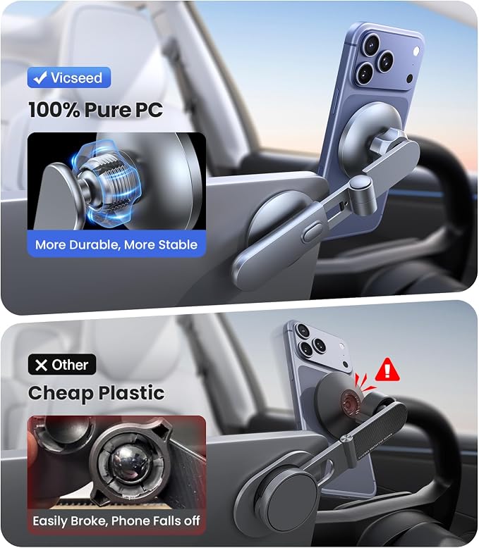 Tesla Phone Mount【Strongest Magnet Power】Foldable Hidden Tesla Phone Holder Fit for All Phone, Tesla Model 3 Model Y for MagSafe Car Mount, Tesla Model 3 Accessories, Tesla Model Y Accessories