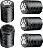 Tire Valve Stem Caps - (5 Pack) Metal Air Caps with Plastic Liner, Corrosion Resistant, Leak-Proof, Dog Cat Paw Universal Stem Covers for Cars Trucks Motorcycles and Bikes - Black