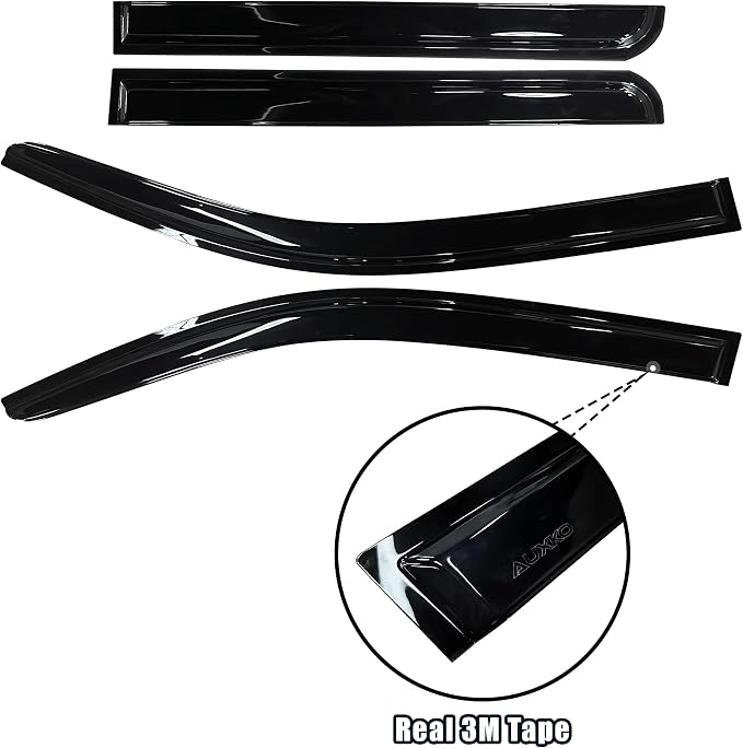 Tape-on Rain Guards for 2024-2026 Toyota Tacoma Double Cab/Crew Cab | Shatterproof, Easy Install, Extra Durable, Fits Great, High Quality, Black Auto Accessories, Side Window Deflector & Visors