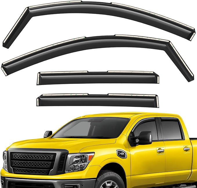 Extra Durable Window Deflectors in-Channel Window Visors Rain Guards Fit for Nissan Titan XD 2016-2024 Crew Cab, Sun Visors, Wind Vent for Shades, Exterior Car Accessories - 4pcs. AG0750