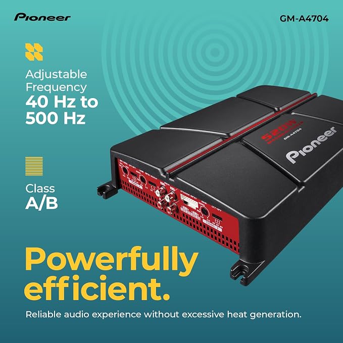 GM-A4704 4-Channel Car Amplifier – 520W Max, Class AB, Bridgeable, Variable High-Pass Filter