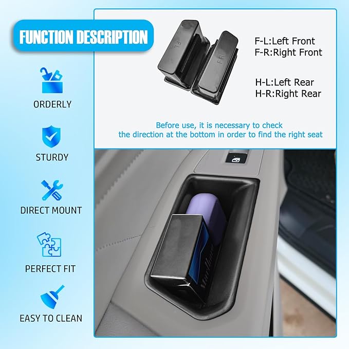 Atlas Door Side Storage Box Handle Container Compatible with 2018-2023 VW Atlas/Atlas Cross Sport Accessories, ABS Inner Door Handle Organizer Phone Pocket Insert Tray Glove Pallet, 4PCS Set
