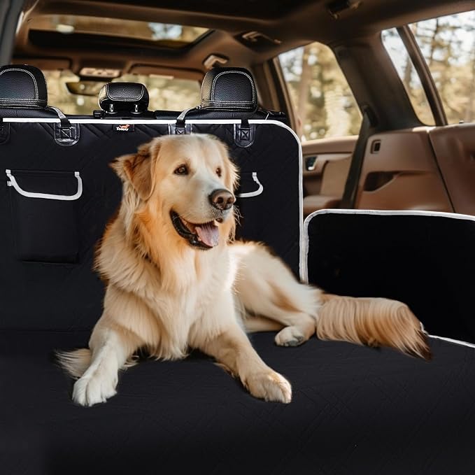 Dog Cargo Liner for SUVs & Back Seats, Waterproof 600D Oxford Dog Car Seat Cover, Standard 72.8"×40.6", Full-Wrap Pet Cargo Cover with Side Walls, Bumper Guard, Non-Slip Backing & Storage Pockets