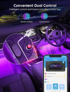 Car LED Lights, RGB Smart Car Interior Lights, App Control | DIY Mode and Music Mode, 2 Lines Design LED Lights for Cars with Car Charger, 12V