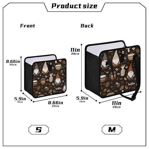 Car Trash Can Organizer Bin with Adjustable Strap for Back Front Seat Console Waterproof Leakproof Collapsible Portable 8.66 Inch Brown Gnomes Coffee Beans Cups