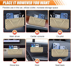 Car Seat Side Pocket Organizer, Multifunctional Mini Console Storage Bag for Phone, Keys, Sunglass, Wallet, PU Leather Tray Pouch Car Organizer Accessories for Seat, Door, Window, Console (Beige)