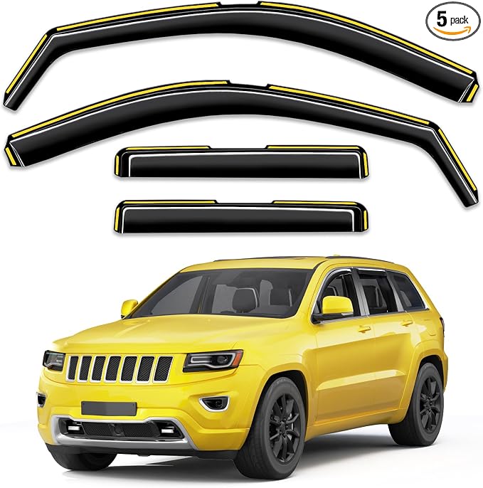 in-Channel Window Rain Guards Fit for Jeep Grand Cherokee 2011-2021,Rain Guards Extra Durable,Side Window Visors Deflectors Vent Visors Vent Shades Car Accessories -4 pcs