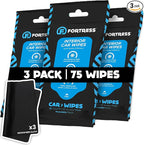 Car Interior Wipes with Microfiber Cloth (25 ct, Pack of 3) for Car Interior Cleaning, Dashboard, Seats, Detailing, and Steering Wheel [Travel Size] Skin-Safe Car Interior Cleaner Supplies