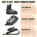Sunglass Holder for Car Visor, Faux Leather Eyeglass Holder Clip for Car Sun Visor Organizer, Universal One Handed Operation Sun Glass Hanger, Car Interior Accessories for Women Man