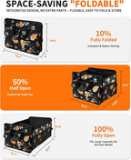 Sturdy Car Trunk Organizer – Large Capacity Trunk Organizer for SUVs & Sedans, Hard-Shell One-Piece Design with Cute Print, Collapsible and Durable Car Organizers (Flower 70L)