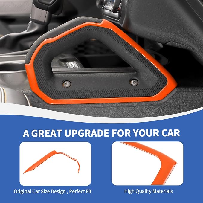 Center Console Dash Grab Handle Cover Trim Compatible with 2021-2024 Ford Bronco Interior Accessories, Orange (Not for Bronco Sport)