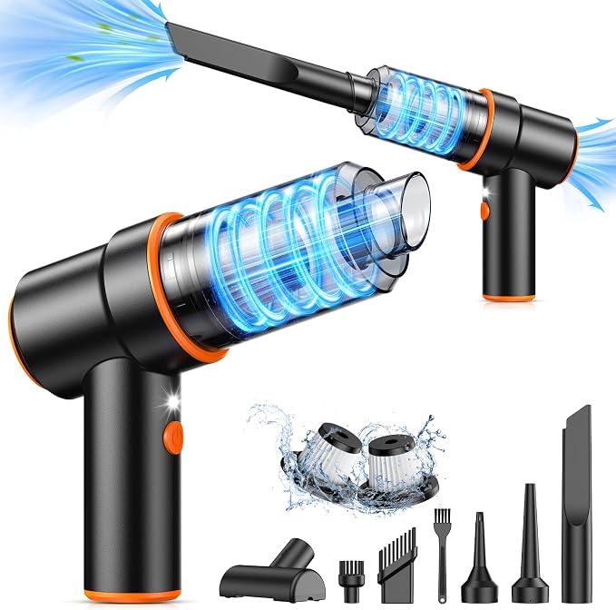Handheld Car Vacuum Cleaner, 11000PA Vacuum Cleaner & Air Duster, 120W High Power Vacuum Portable Cordless, Hand Held Vacuum Rechargeable with Multi-Nozzles & LED Light for Home, Car, Office