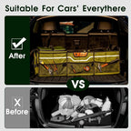 Car Trunk Organizer for SUV, Heavy Duty Waterproof Trunk Organizer, Foldable Collapsible Car Organizer with Cooler, Multi-Compartment Large Trunk Organizer (95L), Green-M003