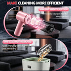 High Powerful Car Vacuum Cleaner - Powerful Suction Portable Handheld Vacuum with Washable Filter, Low Noise, 12V Auto Accessories Kit for Interior Detailing - Pink
