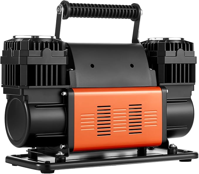 Dual-Cylinder Heavy Duty Air Compressor, 10.6CFM Portable Tire Inflator, 12V 150PSI Offroad Air Pump with Digital Pressure Gauge & Adapters for Truck Car SUV 4 x 4 Vehicle RV