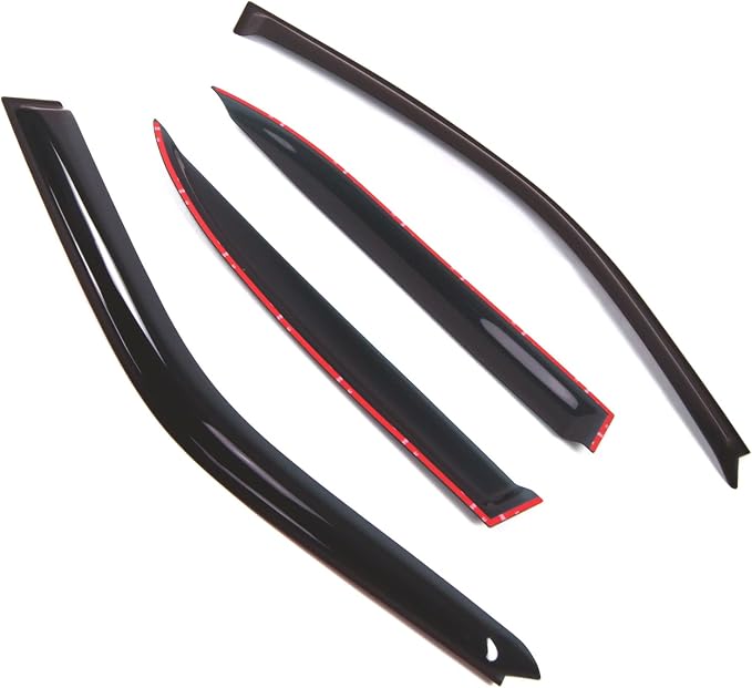 Outside Mount Window Vent Visors Rain Guards Compatible with BMW 740i 1995-2001 | Side Window Wind Deflectors Rain Shields | Smoke Tinted, 4 Pcs Set, DGWV-496