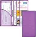 Car Registration and Insurance Card Holder, Vehicle Glove Box Car Organizer Women Car Accessories with Magnetic Shut for Cards, Essential Document, Driver License, Purple