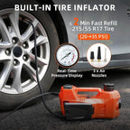 Electric Car Jack, 5 Ton Hydraulic Floor Jack with Electric Impact Wrench, Tire Inflator & LED Light, Lift Range 6.1-17.7 Inch, Emergency Roadside Tire Changing Kit for SUV Sedan Truck