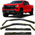 in-Channel Window Rain Guards for 2019-2025 Silverado/Sierra1500 Crew Cab | Vent Deflectors Fits Chevrolet Silverado/GMC Sierra 1500 2019-2025 Crew Cab, Reduce Wind Noise, Durable Smoke Acrylic 4Pcs