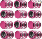 Tire Valve Stem Cap Cover - (12 Pack) Tire Air Caps Metal with Plastic Liner Corrosion Resistant Leak-Proof for Car Truck Motorcycle SUV and Bike Pink