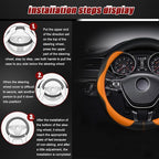 Steering Wheel Cover, Anti Slip Breathable Comfort PU Imitation Leather Cute Car Accessories for Women Girl, Universal Protector in All Season 15 inch Fit Most Car(Orange)