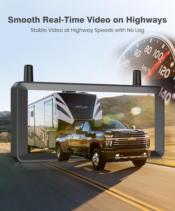 Wireless RV Backup Camera: 30Min Plug and Play Setup, Smooth Live View Even Past 60ft, 7.2" 1080P DVR Monitor, Super IR Night Vision Back up Camera Works with Pre-Wired RV, 5th Wheel, Trailer