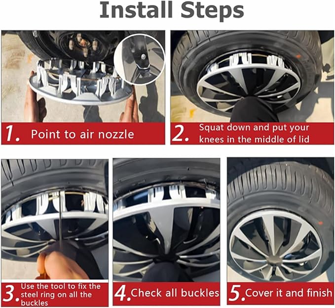 Hubcaps,16 inch hubcaps Set of 4, Wheel Rim Cover ABS Material, Snap On Car Truck SUV Replacement, for Toyota Camry Nissan Mazda etc, Black&Silver