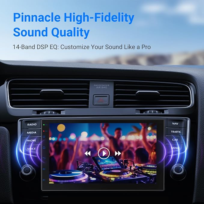 7 Inch Double DIN Car Stereo, Wireless Apple CarPlay & Android Auto, Android 13 Touchscreen Car Radio with GPS Navigation, 2GB+32GB, Steering Wheel Control, No Backup Camera