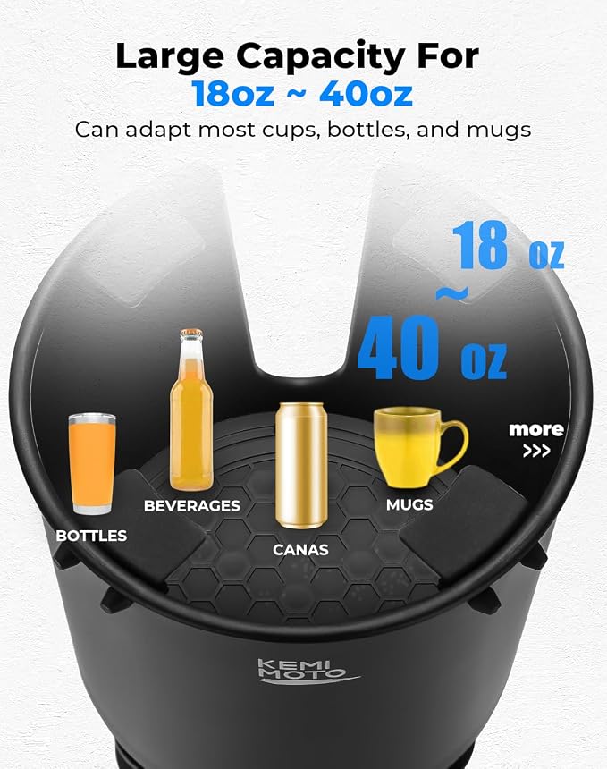 Upgraded Car Cup Holder Expander Long Base Model, Compatible with Hydro Flasks Yeti Stanley, Large Cup Holder Adapt 18-40oz Bottles, Fits for Universal Vehicles, Golf Carts, UTVs